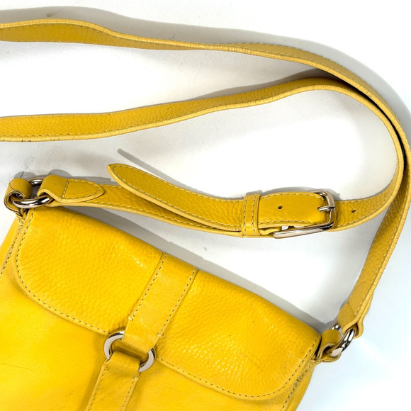 Cole Haan Yellow Pebble Leather Crossbody Bag Swingpack Adjustable Strap Handbag - Picture 9 of 9